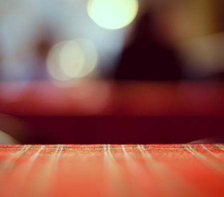 Empty red table and blur resturant background, street view, abstractの写真素材