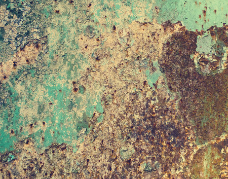 Rusty Colored Metal with cracked paint, grunge background, colorful wall, toned