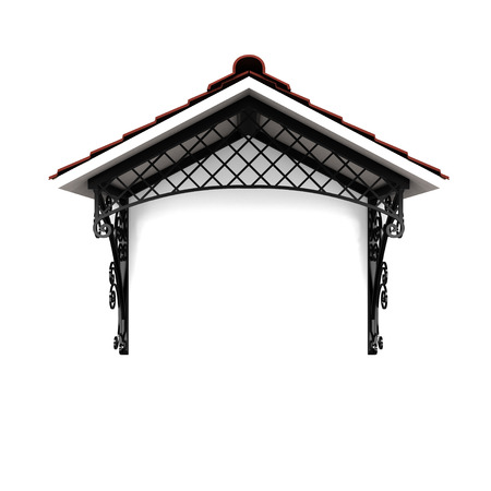 3D illustration wrought a canopy over the entranceの写真素材