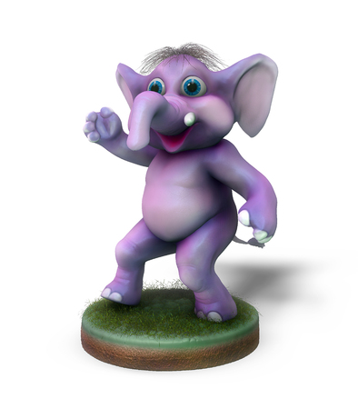 Little cartoon elephant on a white background in 3D illustrationの写真素材