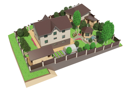 3D rendering of landscape design of the garden areaの写真素材