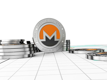 Cryptocurrency exchange trades. Trading schedule. 3D illustration.の写真素材