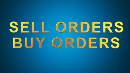 Exchange. Buy orders. Sell orders. 3d rendering of direction indicator of sale and purchase.