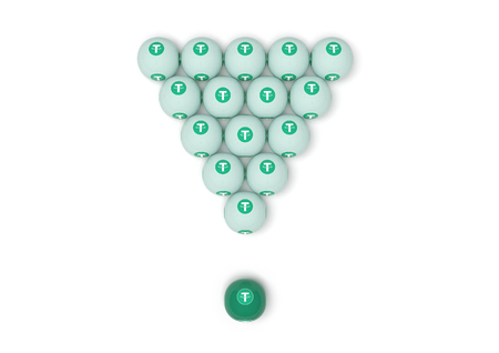 Billiard balls with the image of cryptocurrency.の写真素材