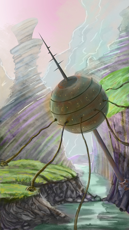 Experimental laboratory. The new planet. Fantasy. Illustration. Raster graphics.の写真素材
