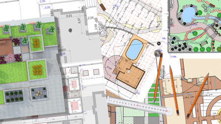 Landscaping. Garden design. Illustration of garden plots plans.の写真素材