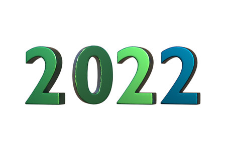 New Year holiday. Christmas. The figure is 2022 with Christmas toys. 3d illustration.2022.