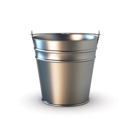 New metal bucket for water. Layout. 3d rendering.の写真素材