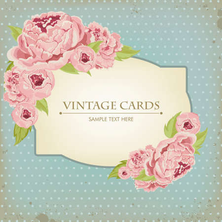 Beautiful card with peonies for congratulations and wishesのイラスト素材