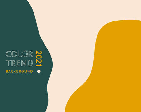 Abstract art background template posters and Modern cover design post social media with hand drawn shapes, doodle objects.Line art landscape with geometric lines.Trends colors 2021.Vector illustrationのイラスト素材