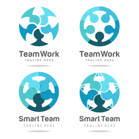 Abstract graphic logo smart team work together business human circle with connect communication community people.Design template icon group friendship.Team Building sign, symbol unity, education.Vectorのイラスト素材