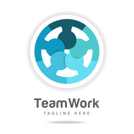 Abstract graphic logo smart team work together business human circle with connect communication community people.Design template icon group friendship.Team Building sign, symbol unity, education.Vectorのイラスト素材