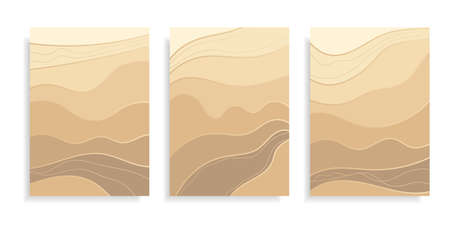 Abstract banner art background sand on beach, coast or desert with barchan and dunes beige color. Template card Sand texture with pattern wavy lines.のイラスト素材
