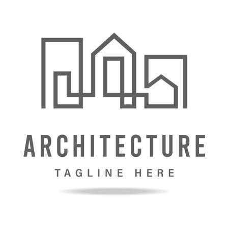 Abstract art logo graphic building business company, sign real estate agency, icon construction, brand architecture, symbol skyscraper home big city.Design template modern vector isolated one lineのイラスト素材