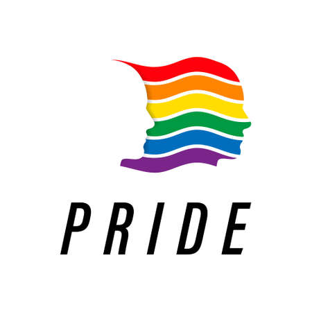 Pride month 2021 logo card with minority flag.Banner Love is love.Rainbow Pride symbol with heart, LGBT, sexual minorities, gays and lesbians.Designer sign, logo, icon: colorful rainbow in background.Vectorのイラスト素材