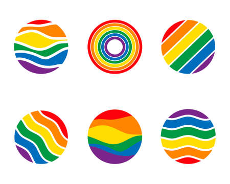 Pride month 2021 logo card with minority flag.Banner Love is love.Rainbow Pride symbol with heart, LGBT, sexual minorities, gays and lesbians.Designer sign, logo, icon: colorful rainbow in background.Vectorのイラスト素材