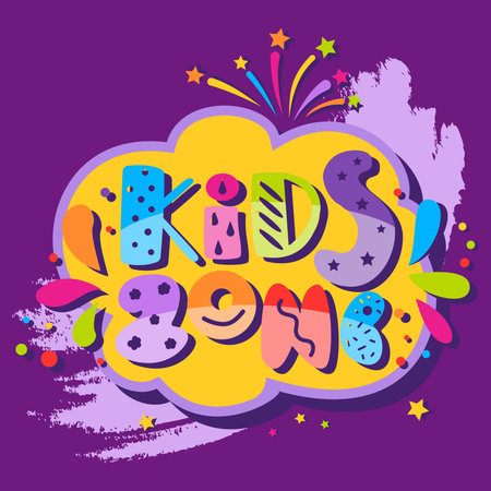 Lettering kids zone playground, kids club icon, children sign, childhood symbol.のイラスト素材