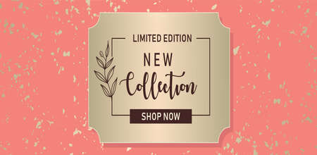 Spring red pink coral new collection special offer, horizontal banner bright advertising background. Fashion chic elegance artistic template for new collection sign board or sale banner design. Vectorのイラスト素材