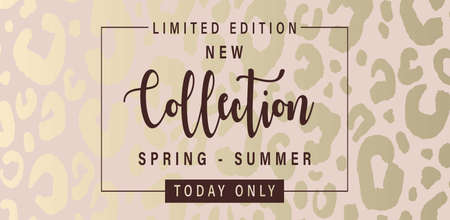 Spring pink gold new collection special offer limited edition, horizontal banner bright grunge patina advertising background. Fashion chic elegance artistic template for new collection sign boardのイラスト素材