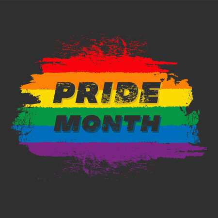 Pride month 2021. Rainbow colorful flag, Pride square , LGBT symbol, sexual minorities sign, gays and lesbians fest parade Designer template banner, flyer party pride.Vector illustration.のイラスト素材