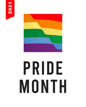 Pride month 2021. Rainbow colorful flag, Pride square , LGBT symbol, sexual minorities sign, gays and lesbians fest parade Designer template banner, flyer party pride.Vector illustration.のイラスト素材