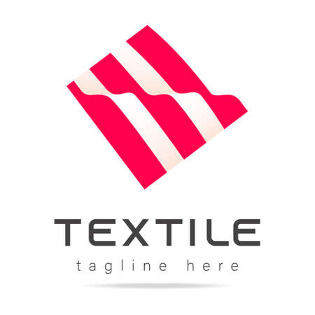 Abstract vector weave knit fabric, textile icon, sign red cotton soft thread, symbol business company modern label.Design template identity elegant store fashion clothes collection, textile shopのイラスト素材