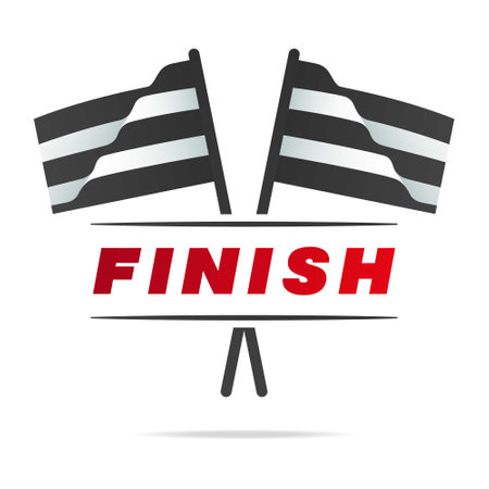 Abstract flags  with wavy lines, finish sign racing, business Race flag icon, simple design  templateのイラスト素材