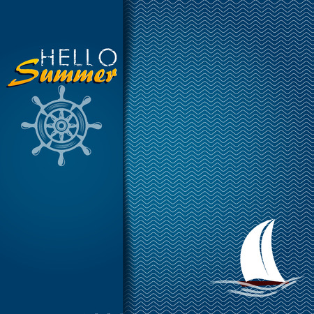 Illustration of wavy sea to sail. Backgroundのイラスト素材
