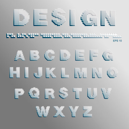 Alphabet consisting of pixelsのイラスト素材
