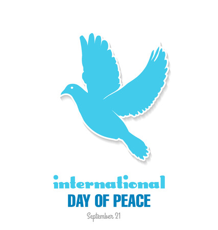 International Peace Day. Peace dove with olive branch. Poster, banner posterのイラスト素材