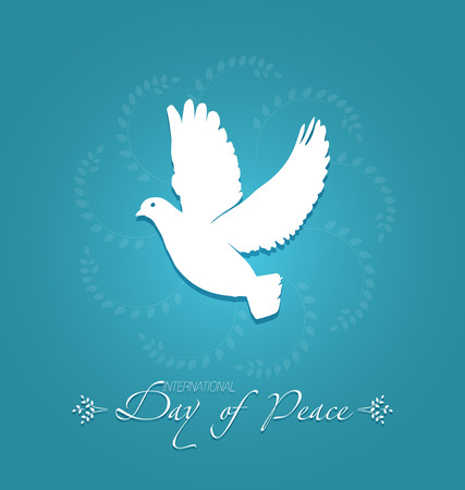International Peace Day. Peace dove with olive branch. Poster, banner posterのイラスト素材
