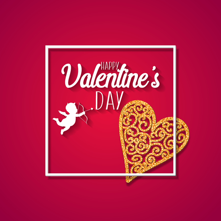 Happy Valentine's day lettering card. Vector illustration.のイラスト素材