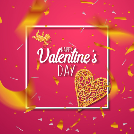 Happy Valentine's day lettering card. Vector illustration.のイラスト素材