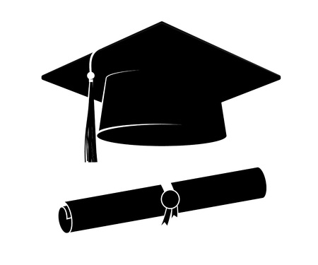 Icons. Graduation cap illustrationのイラスト素材