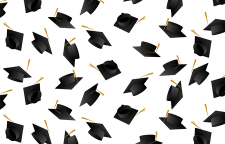 Congrats graduates. Graduate caps. Caps thrown upのイラスト素材