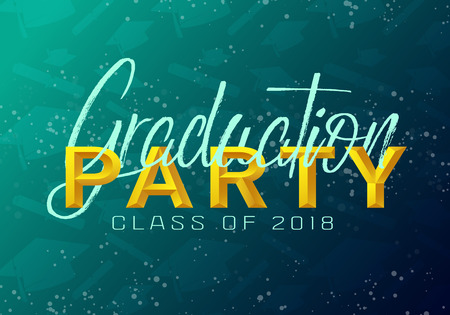 Graduation label. Vector text for graduation design, congratulation event, party, high school or college graduate. Lettering Class of 2018 for greeting, invitation cardのイラスト素材