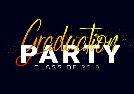 Graduation label. Vector text for graduation design, congratulation event, party, high school or college graduate. Lettering Class of 2018 for greeting, invitation cardのイラスト素材