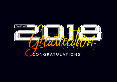 Graduation label. Vector text for graduation design, congratulation event, party, high school or college graduate. Lettering Class of 2018 for greeting, invitation cardのイラスト素材