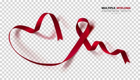 Multiple Myeloma Awareness Month. Burgundy Color Ribbon Isolated On Transparent Background. Vector Design Template For Poster. Illustrationのイラスト素材