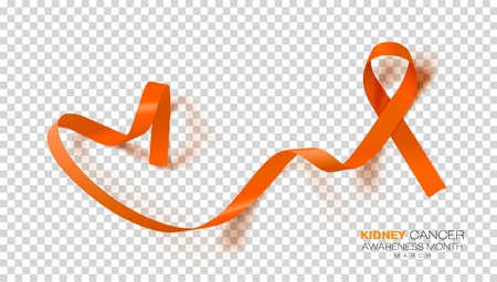 National Kidney Cancer Awareness Month. Orange Color Ribbon Isolated On Transparent Background. Vector Design Template For Poster.のイラスト素材