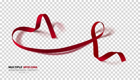 Multiple Myeloma Awareness Month. Burgundy Color Ribbon Isolated On Transparent Background. Vector Design Template For Poster. Illustrationのイラスト素材