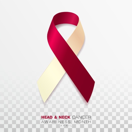 Head and Neck Cancer Awareness Month. Burgundy and Ivory Color Ribbon Isolated On Transparent Background. Vector Design Template For Poster. Illustrationのイラスト素材