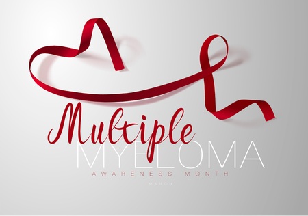 Multiple Myeloma Awareness Calligraphy Poster Design. Realistic Burgundy Ribbon. March is Cancer Awareness Month. Vector Illustrationのイラスト素材