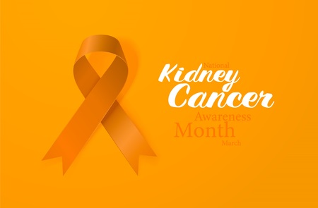 National Kidney Cancer Awareness Month. Orange Color Ribbon Isolated On Transparent Background. Vector Design Template For Poster. Illustrationのイラスト素材