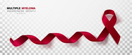Multiple Myeloma Awareness Month. Burgundy Color Ribbon Isolated On Transparent Background. Vector Design Template For Poster. Illustrationのイラスト素材