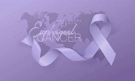 Esophageal Cancer Awareness Calligraphy Poster Design. Realistic Periwinkle Ribbon. April is Cancer...