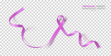 Testicular Cancer Awareness Month. Orchid Color Ribbon Isolated On Transparent Background. Vector Design Template For Poster.のイラスト素材