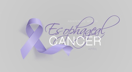 Esophageal Cancer Awareness Calligraphy Poster Design. Realistic Periwinkle Ribbon. April is Cancer Awareness Month. Vectorのイラスト素材