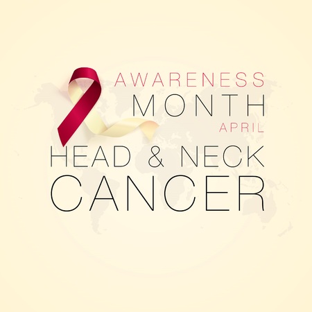 Head and Neck Cancer Awareness Calligraphy Poster Design. Realistic Burgundy and Ivory Ribbon. April is Cancer Awareness Month. Vectorのイラスト素材
