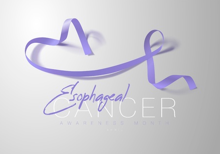 Esophageal Cancer Awareness Calligraphy Poster Design. Realistic Periwinkle Ribbon. April is Cancer Awareness Month. Vectorのイラスト素材